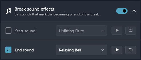 A screenshot of the audio settings in Breakly.